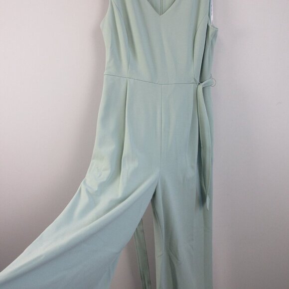 Calvin Klein Women Sleeveless Jumpsuit 14 Green Belted Cropped Casual Luxury 716 - Picture 6 of 15